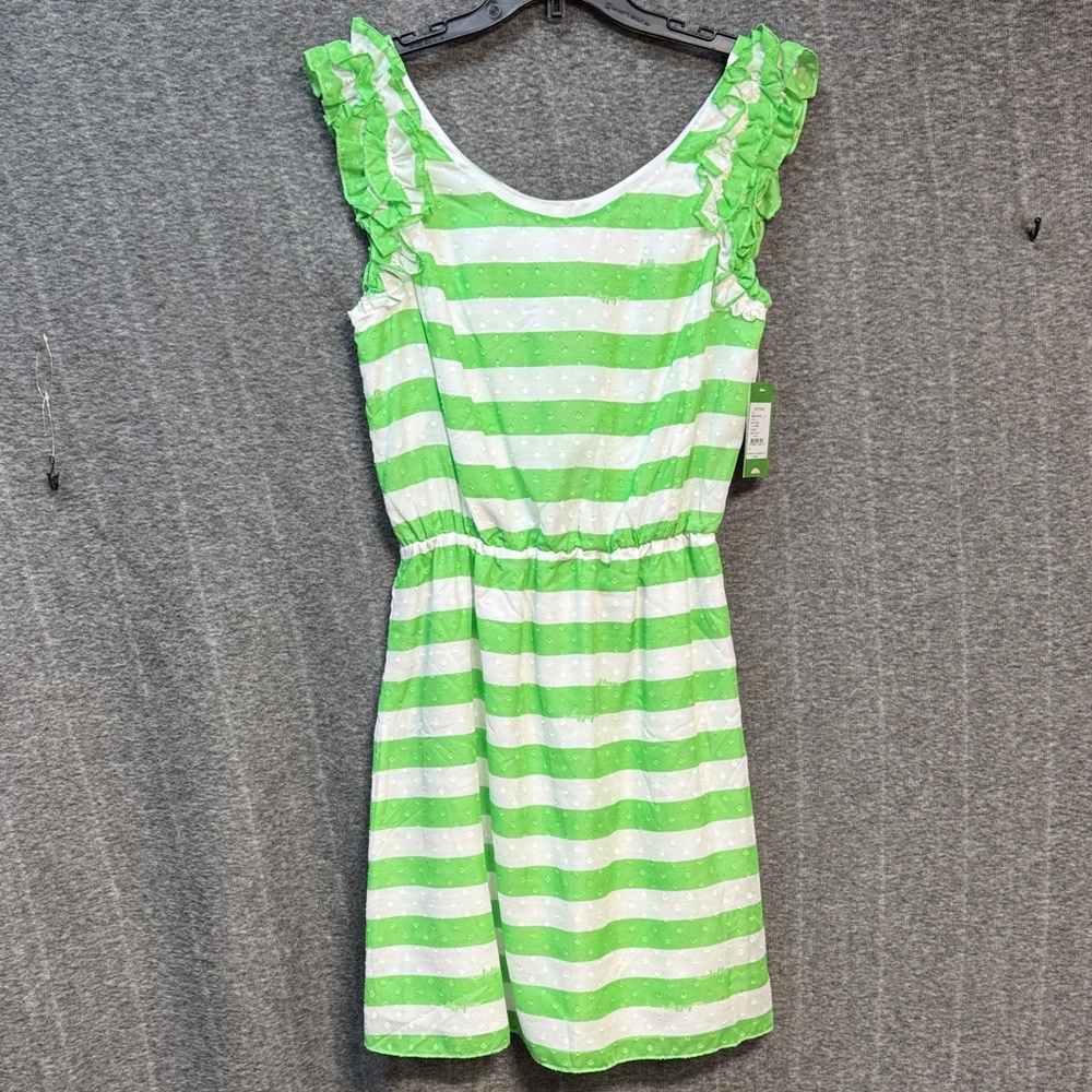 NWT Lilly Pulitzer Green and White Striped Midi Dress